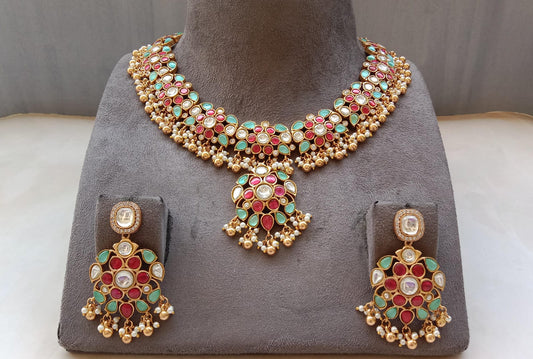Regal Multicolor Kundan Polki Bridal Set