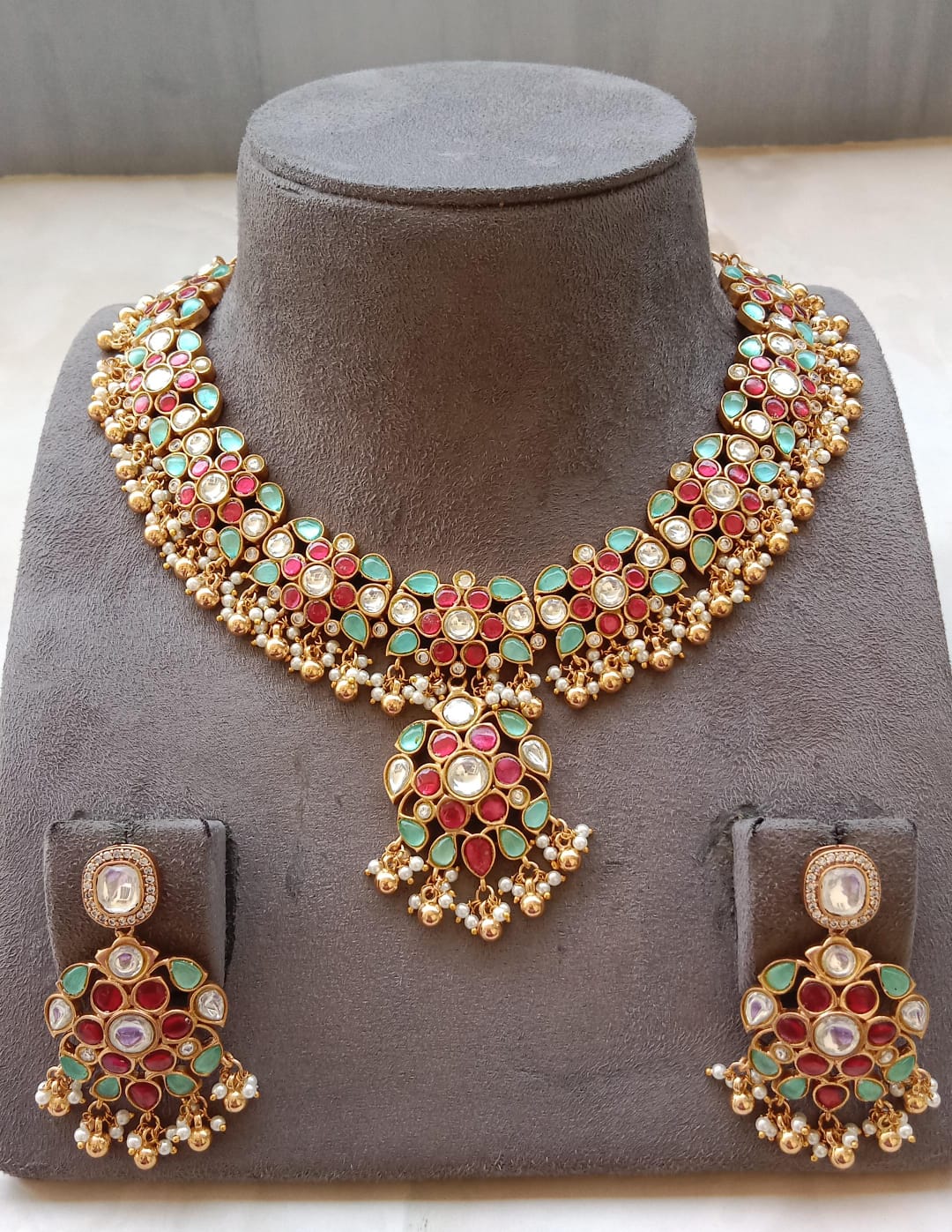 Regal Multicolor Kundan Polki Bridal Set