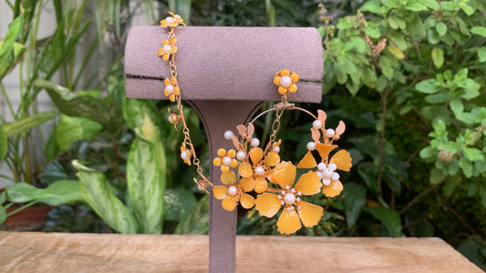 Floral Resin Earrings with side sahara