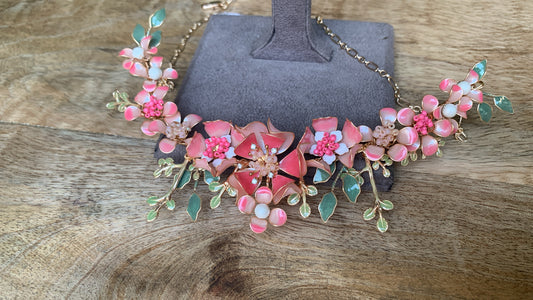 Golden Floral Jewellery with Pink & Peach Flower Design