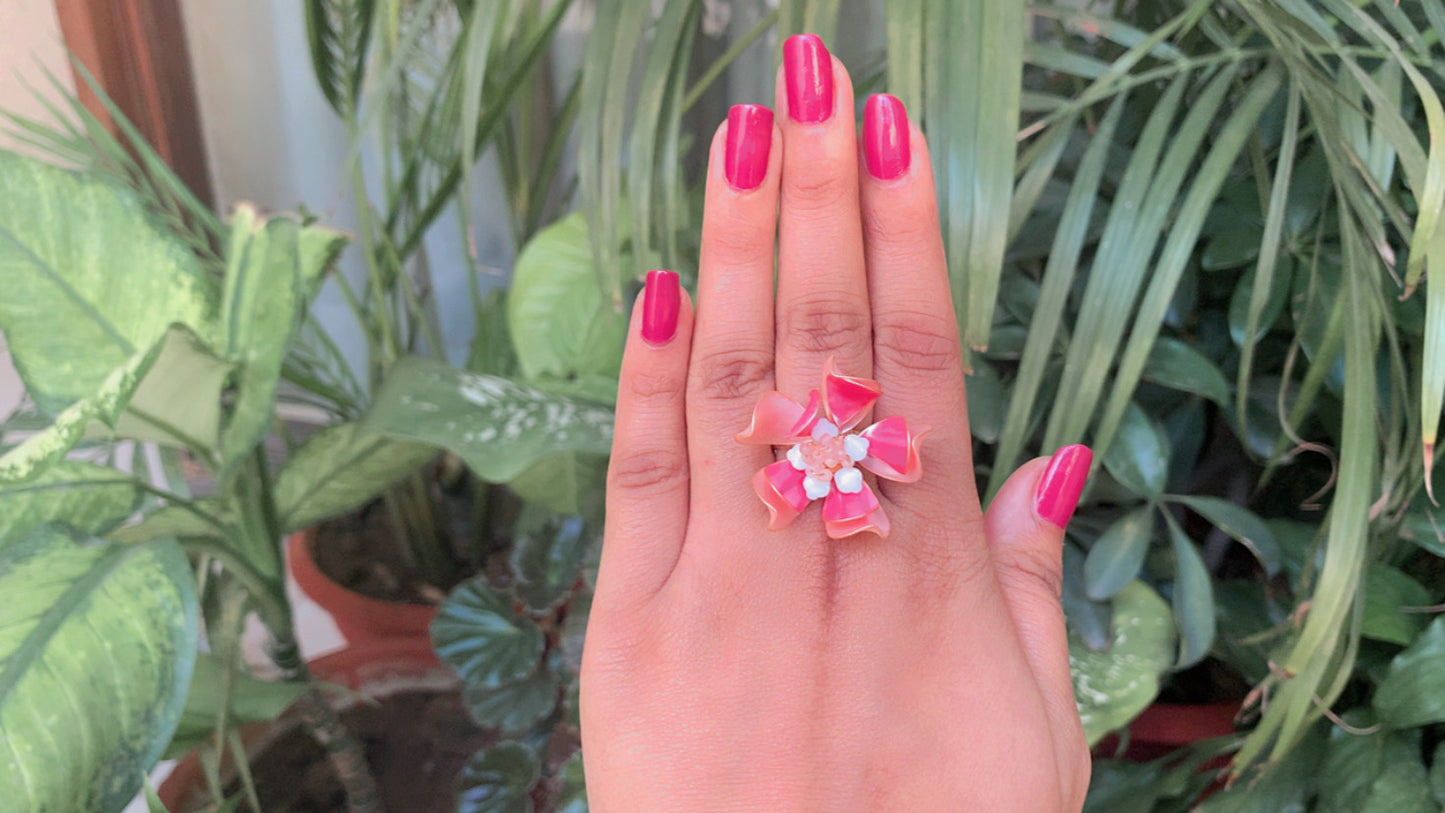 Pink & Peach Floral Ring