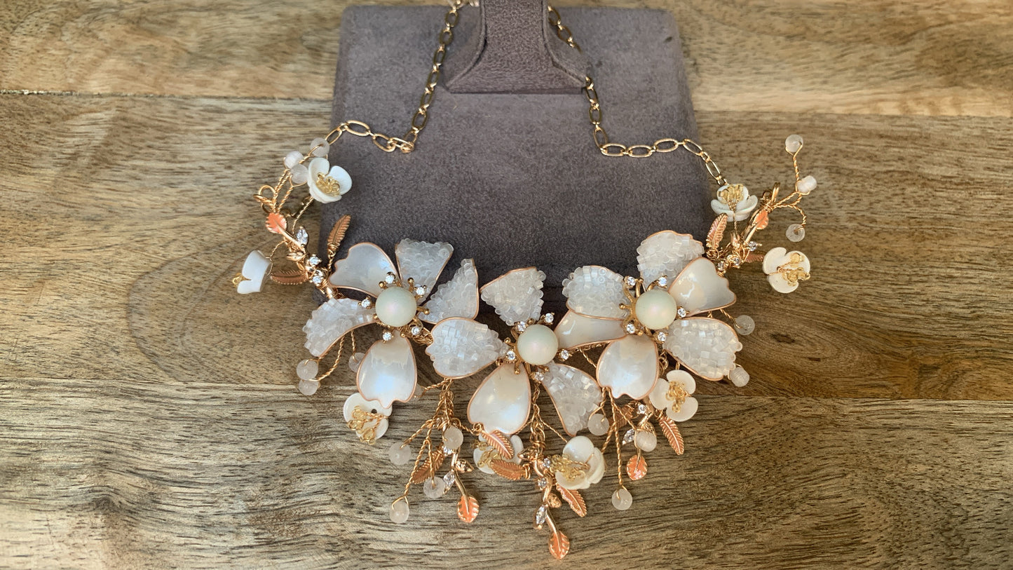 Golden Floral Cluster Necklace
