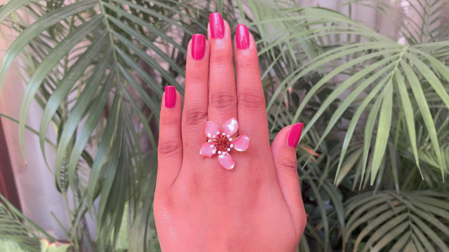 Pink Floral Jewellery Ring