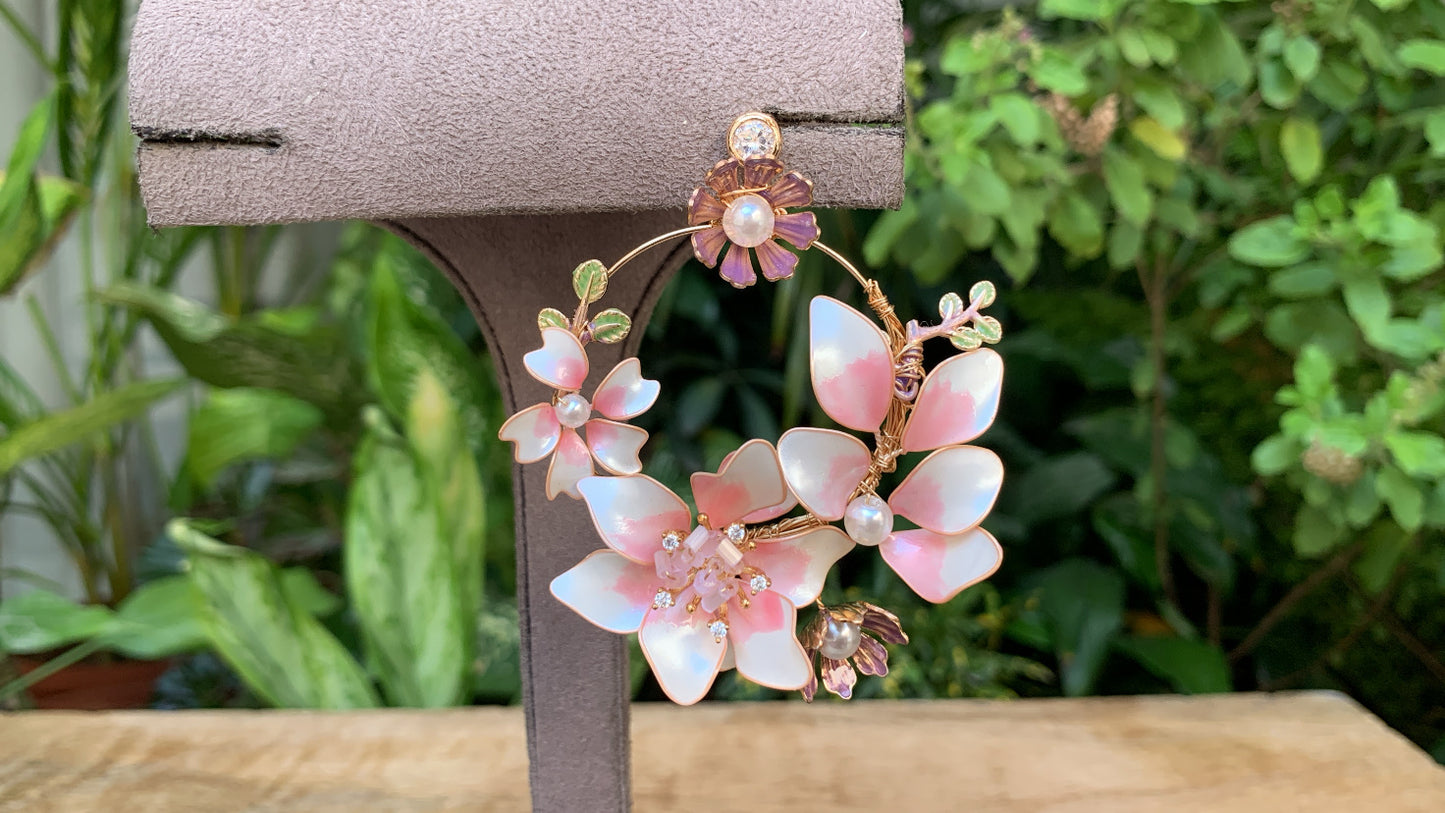 Pink & White Floral Jewellery Earrings