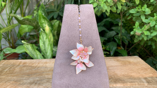 Floral  Tikka in Pink & White with Pearl