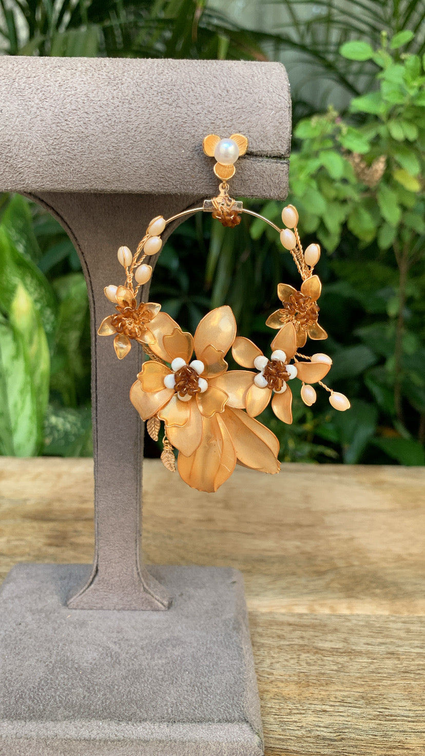 Golden Floral Earrings
