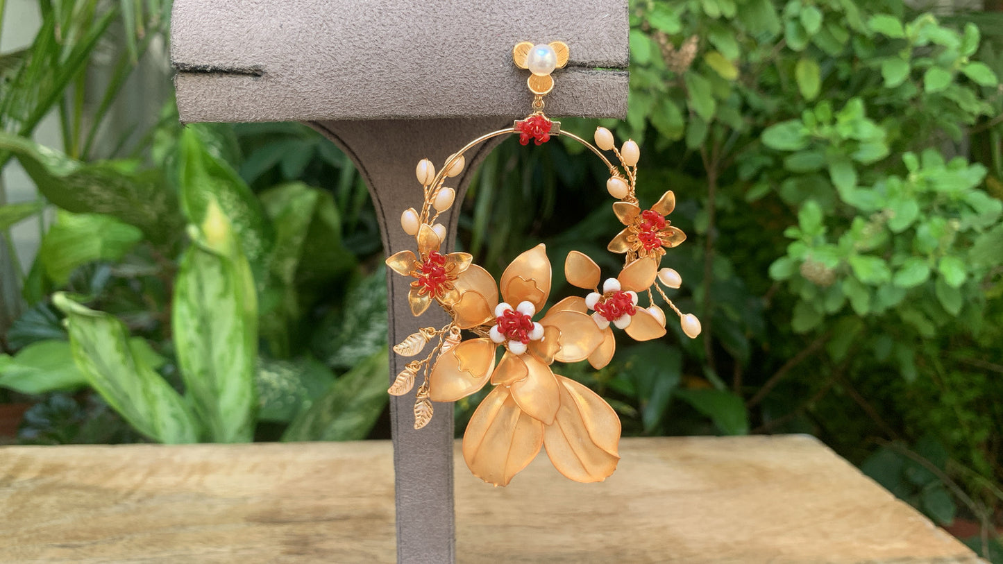 Golden Floral Earrings