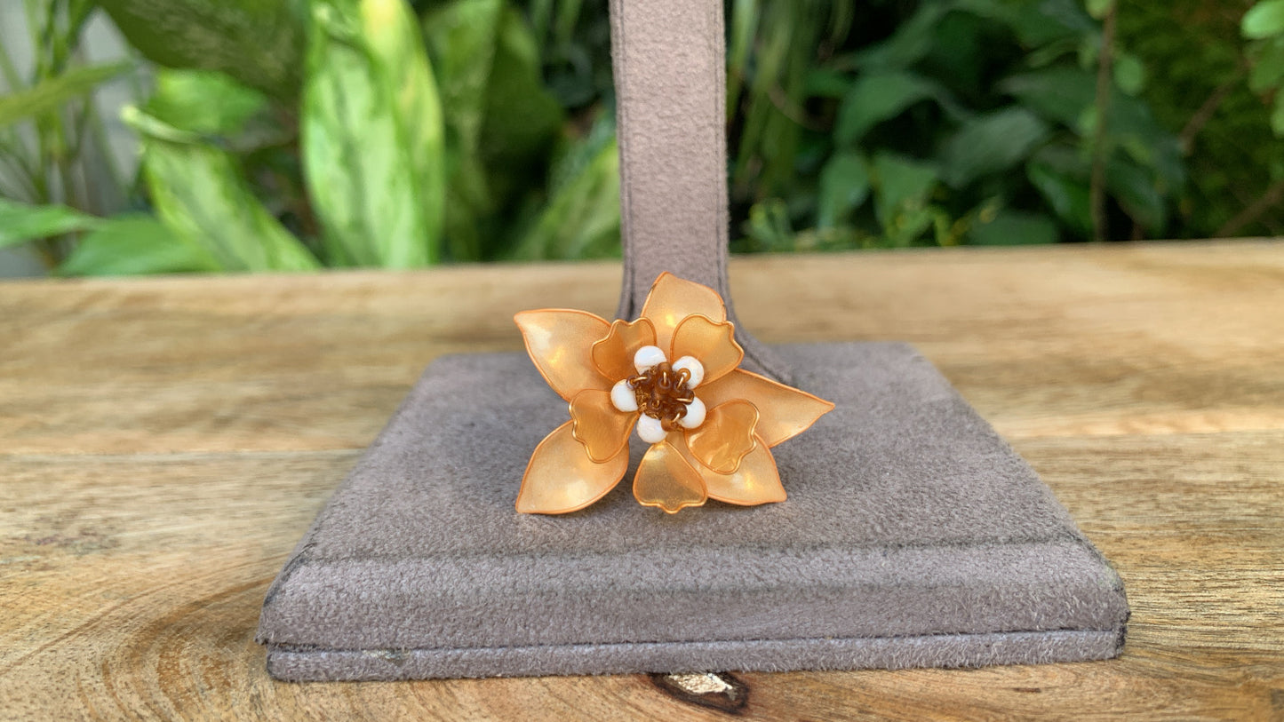 Golden Floral Ring Earrings