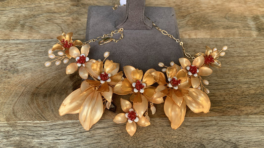 Gold Floral Cluster Necklace