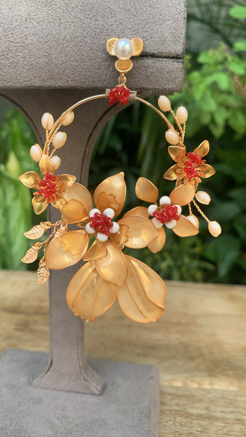 Golden Floral Earrings