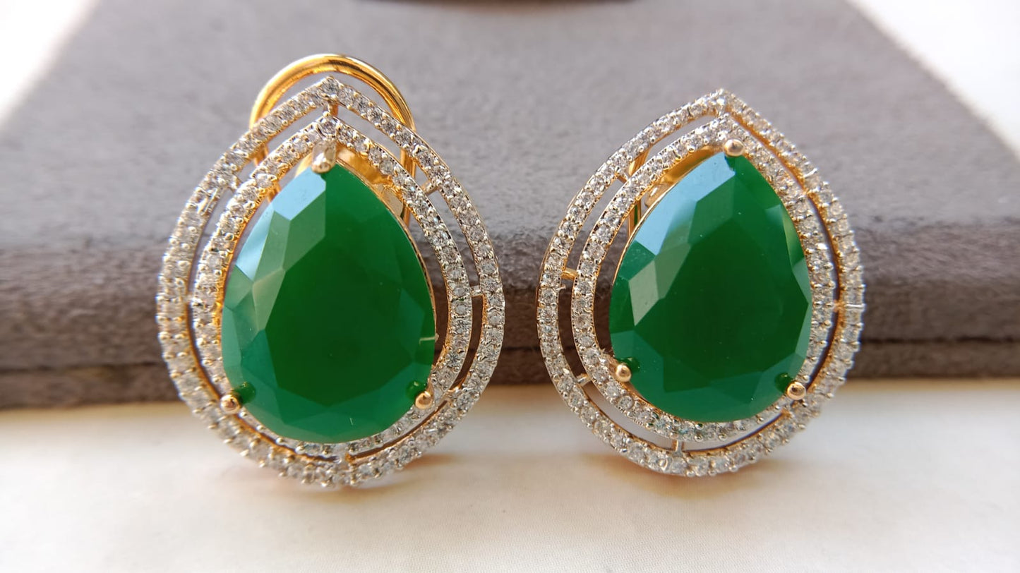 Tear-Drop American Diamond Studs – Premium Statement Earrings