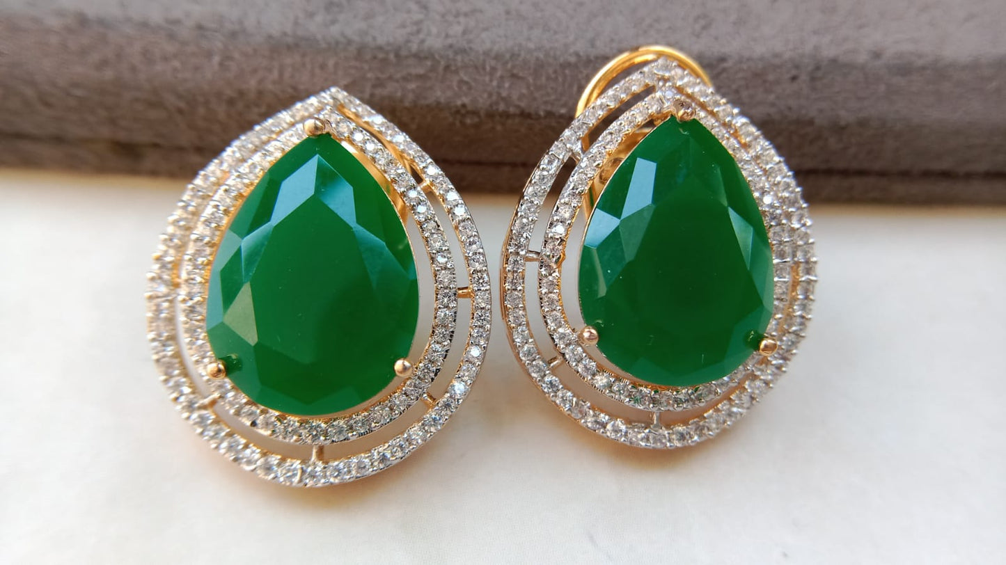 Tear-Drop American Diamond Studs – Premium Statement Earrings