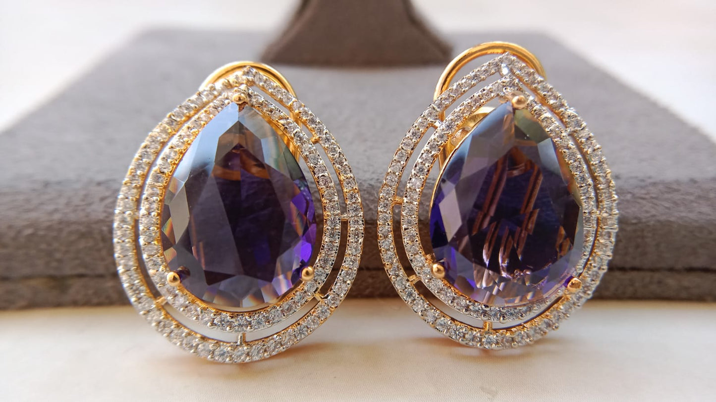 Tear-Drop American Diamond Studs – Premium Statement Earrings