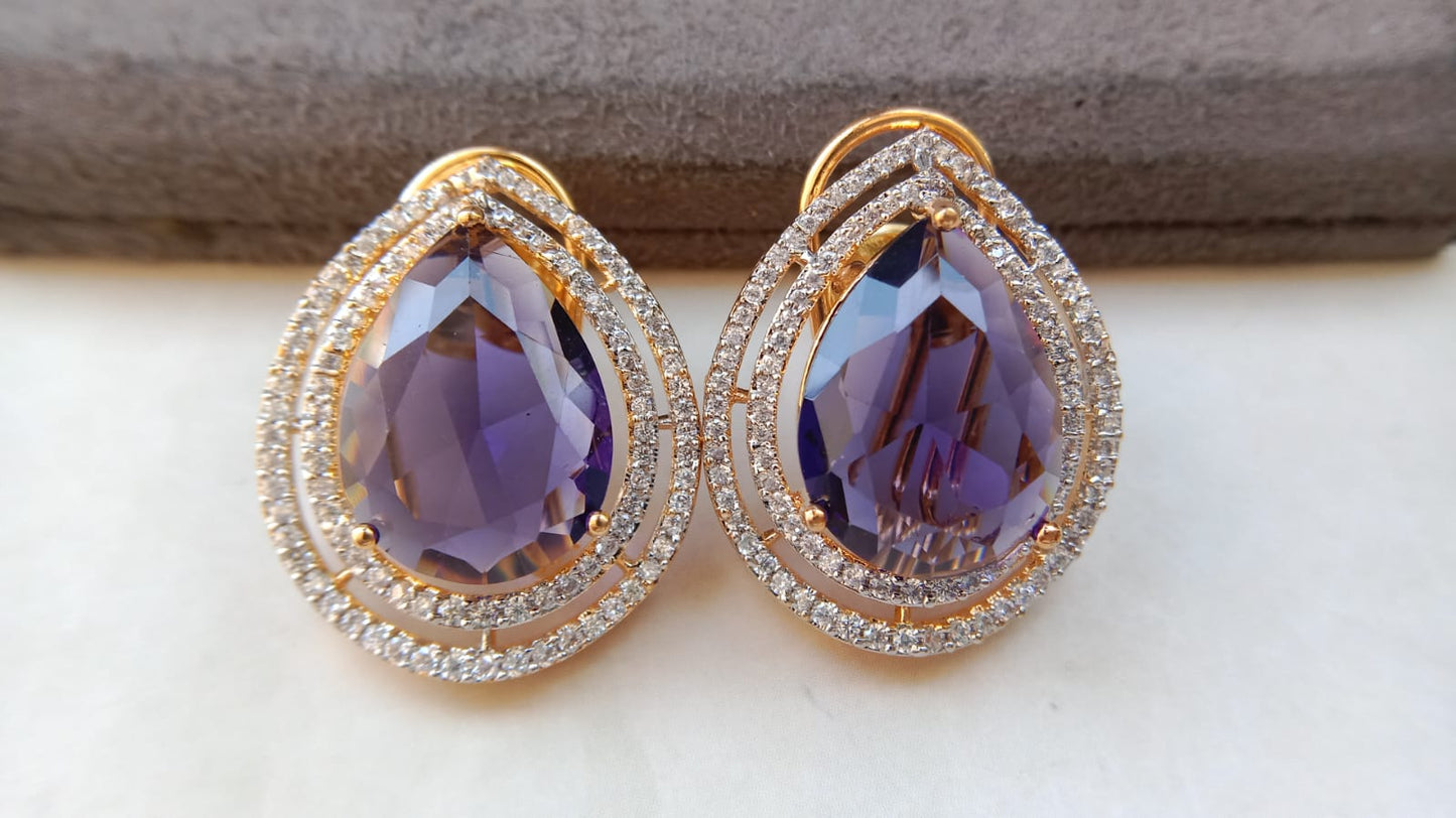 Tear-Drop American Diamond Studs – Premium Statement Earrings