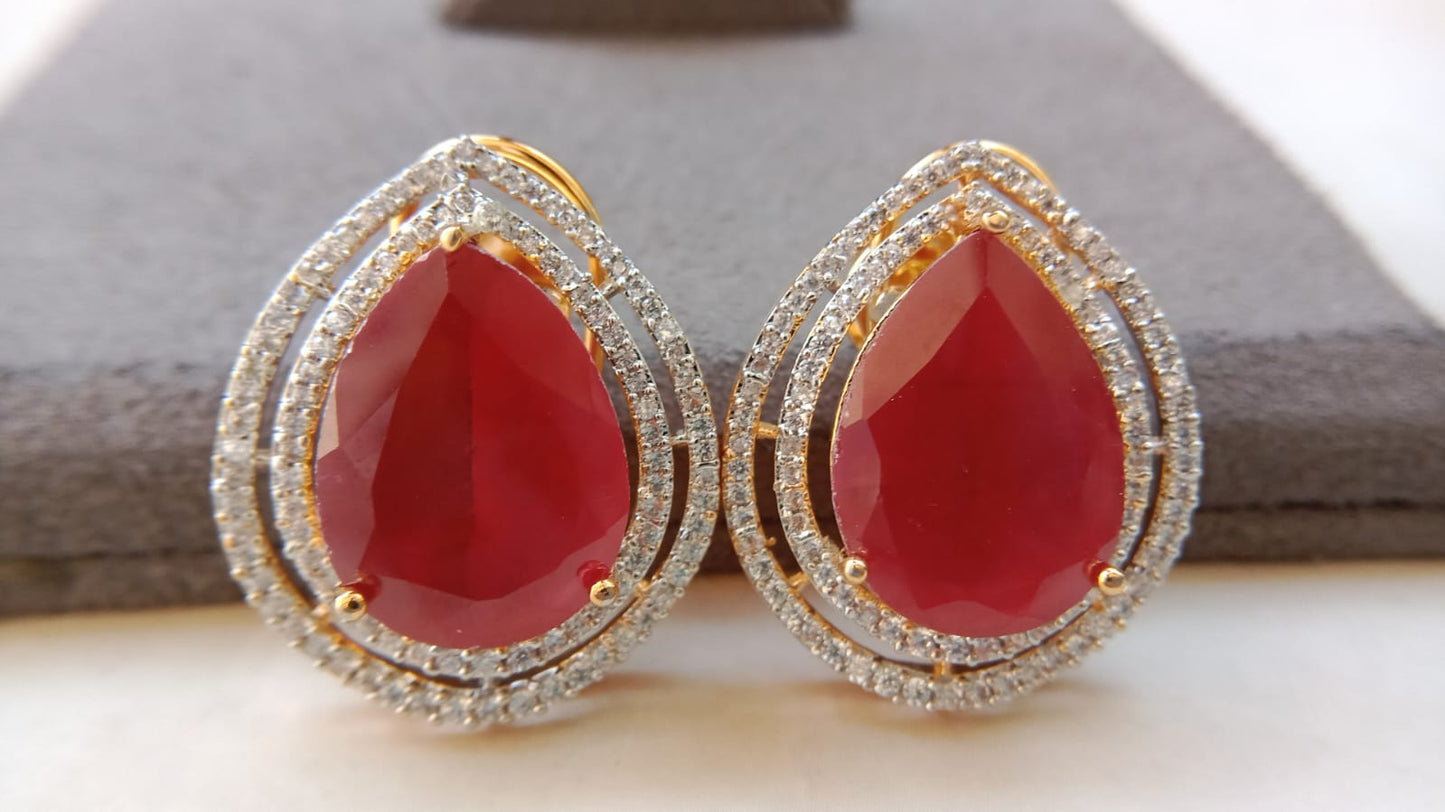 Tear-Drop American Diamond Studs – Premium Statement Earrings