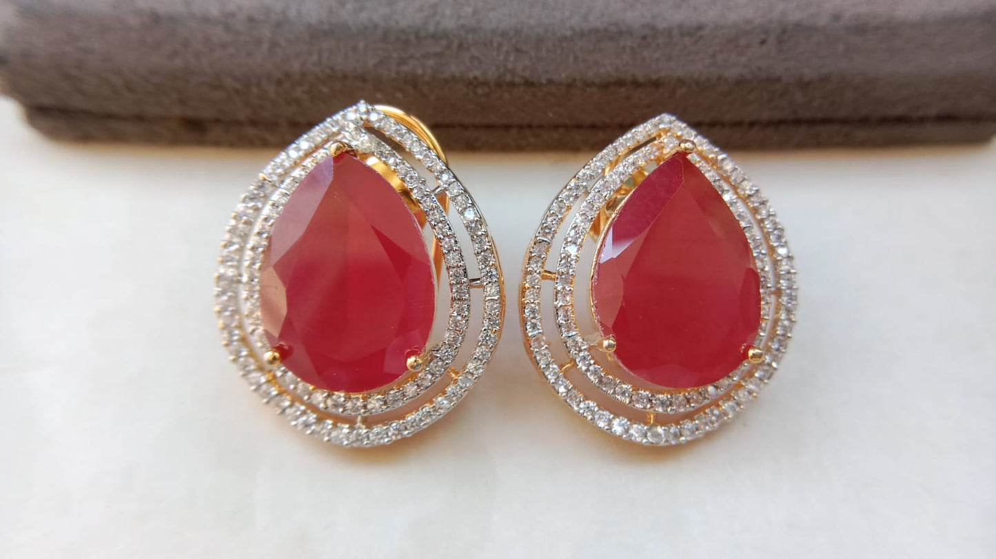 Tear-Drop American Diamond Studs – Premium Statement Earrings