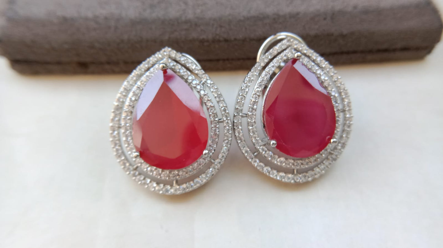 Tear-Drop American Diamond Studs – Premium Statement Earrings