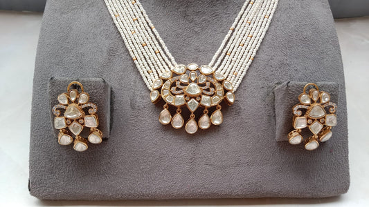 Gold Plated Polki Pearl  Set