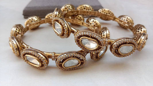 Premium Traditional Festive Bangle Pair with Polki