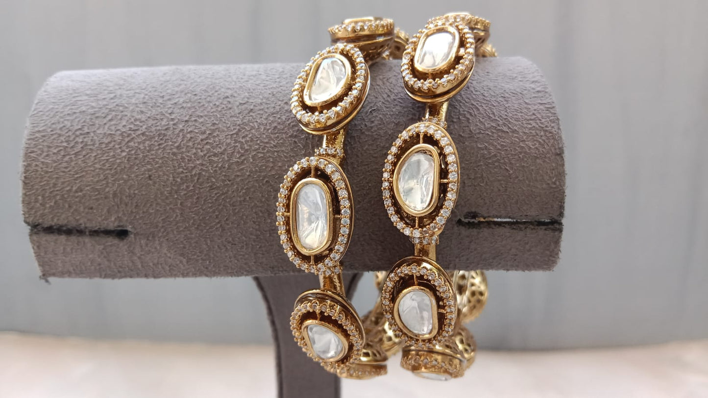 Premium Traditional Festive Bangle Pair with Polki