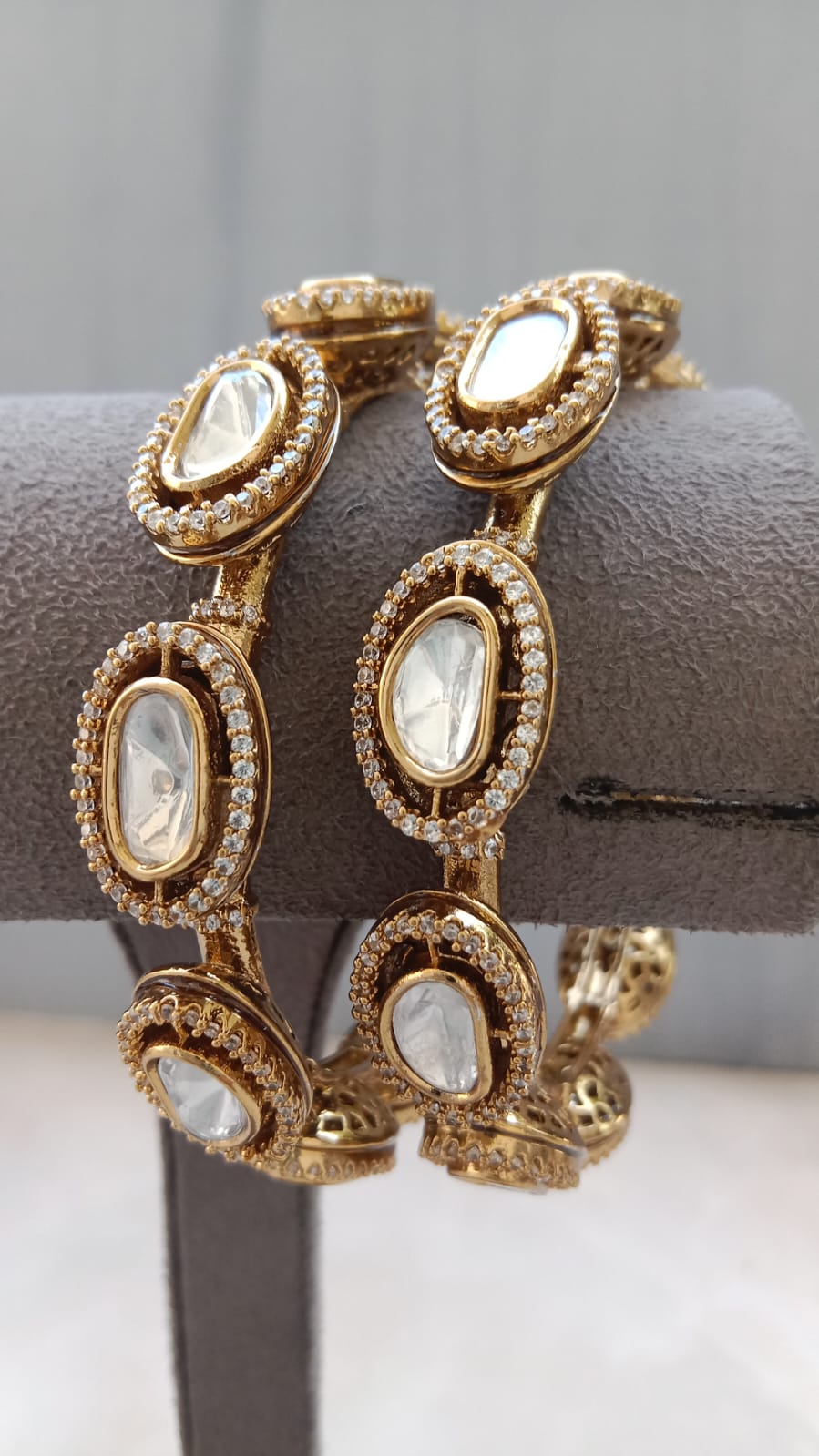 Premium Traditional Festive Bangle Pair with Polki