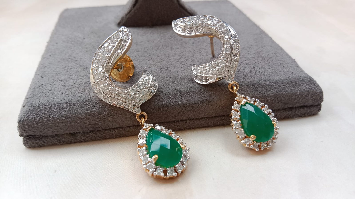 Luxury AD Floral Earrings | Dual Gold & Rodium Plated Statement Bridal Party Wear Jewellery