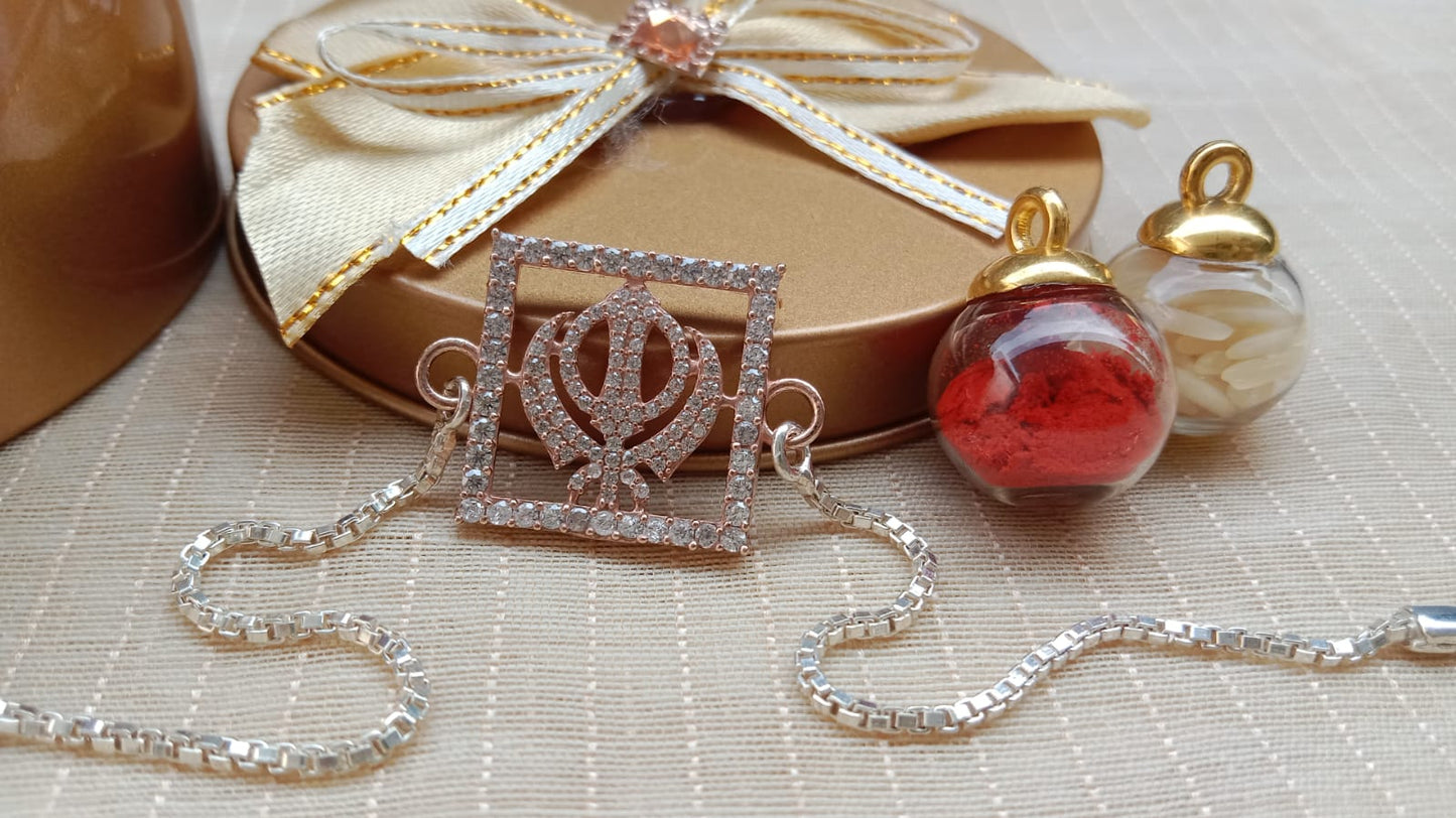 92.5 Pure Silver Rakhi Bracelet (Khanda Sahib)