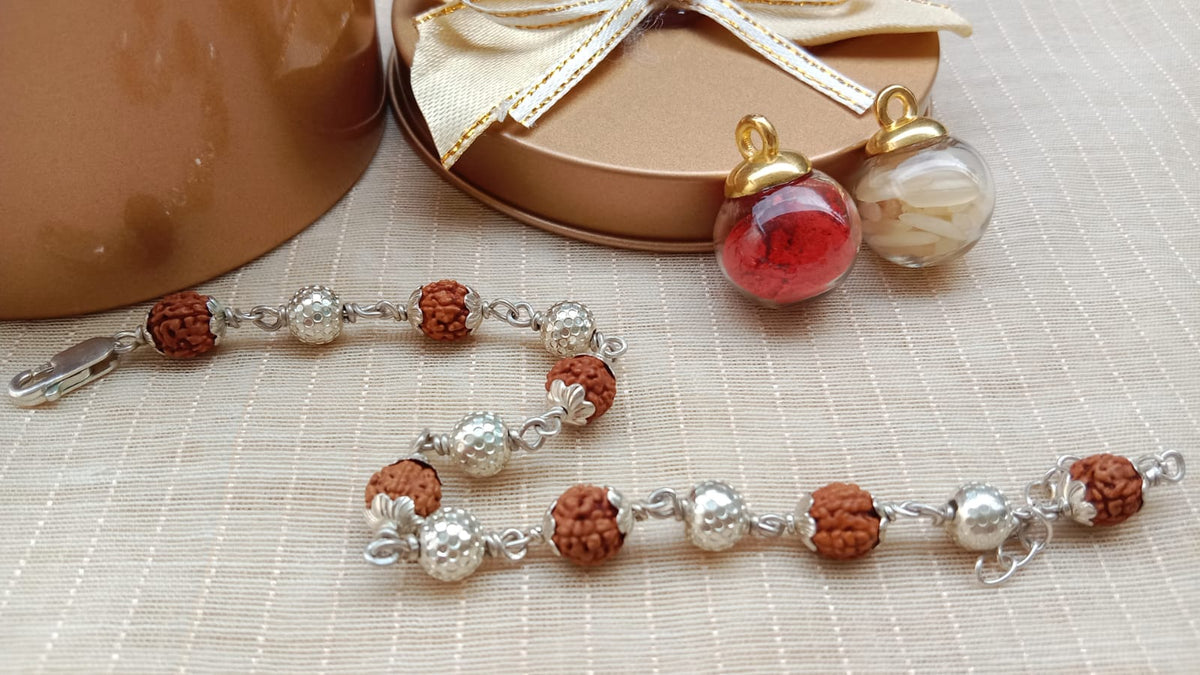 925 Pure Silver Rudraksh Bracelet Rakhi
